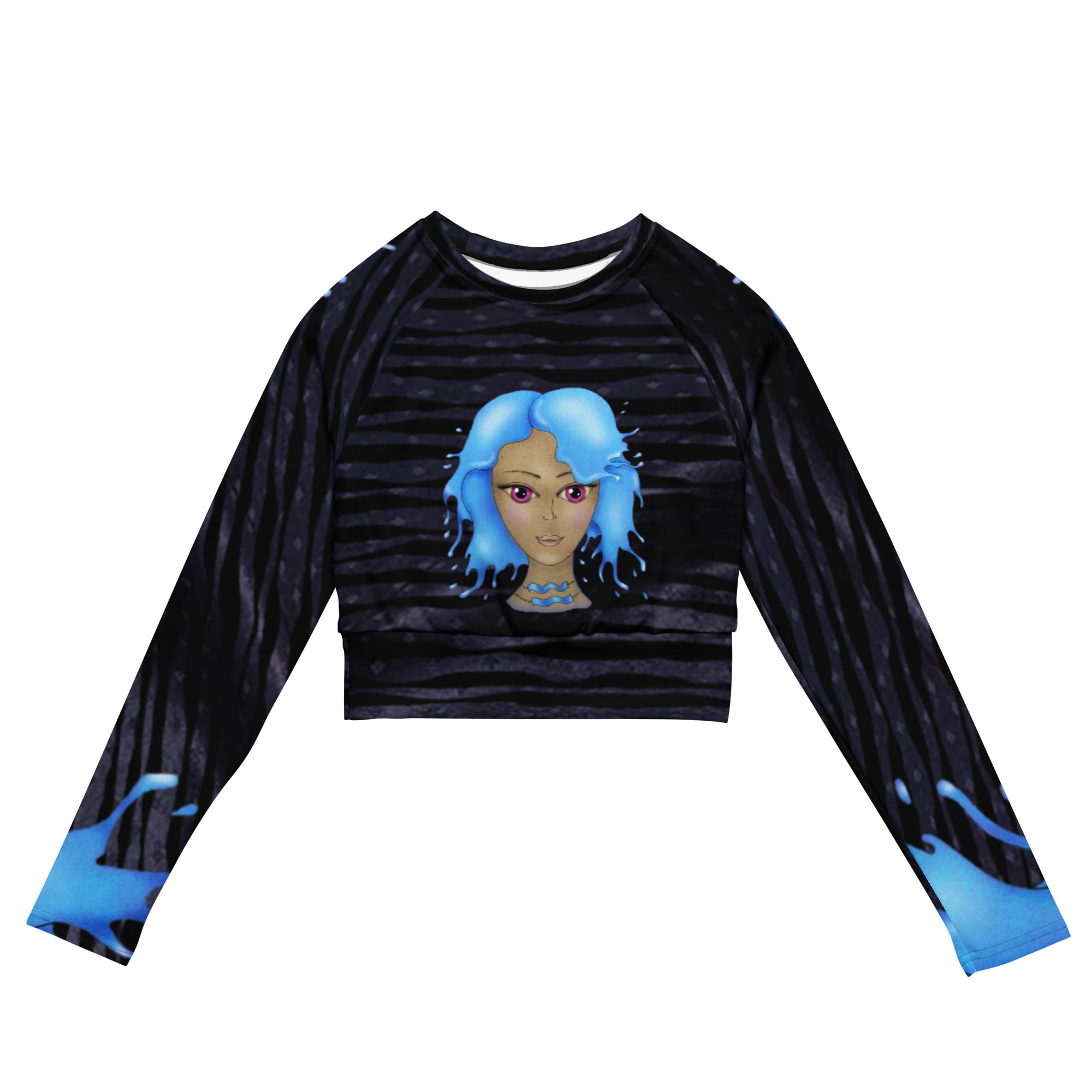 acquarius-cropped-gym-long-sleeved-girls-top-black-zodiac-art-cosmic-aqua-wickedyo7